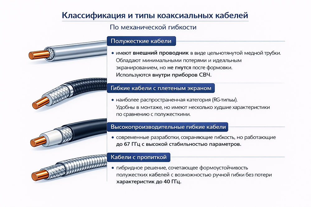 классификация типов коаксиальных кабелей
